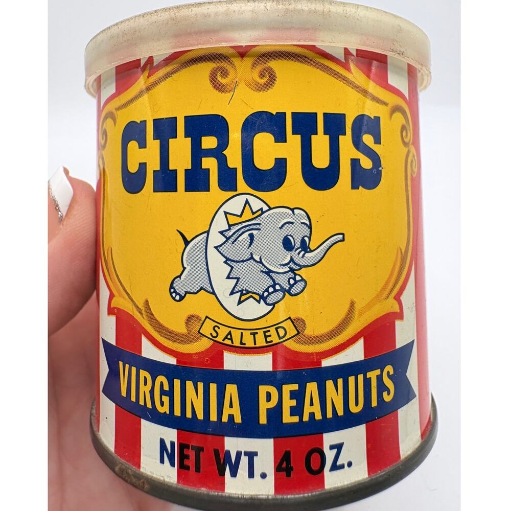 Vintage 4 oz Circus Peanuts Can Marked Circus Foods San Francisco